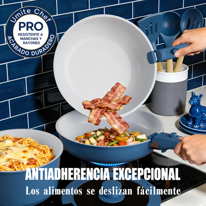 Juego de Ollas Umite Chef de 21 Piezas con Revestimiento Cerámico y Mangos Desmontables